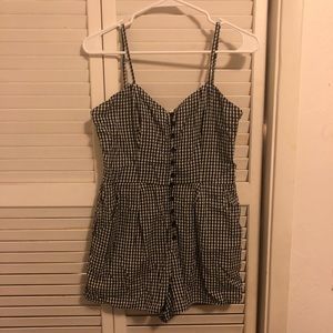 Black and White Gingham Romper